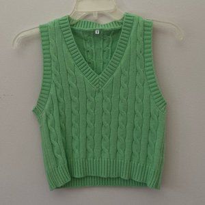 Cropped Green Knit Sweater Vest